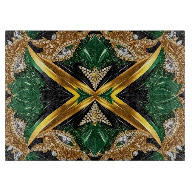 Glass cutting board with Jamaica Colors (Front)