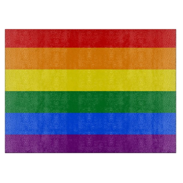 Glass cutting board with Pride Flag of LGBT (Front)