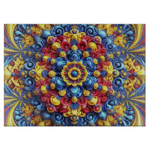 Glass cutting board with Romanian Colors