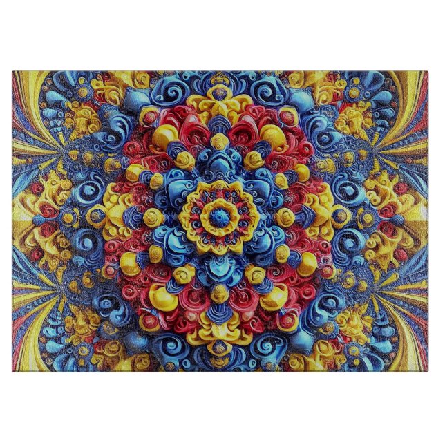 Glass cutting board with Romanian Colors (Front)