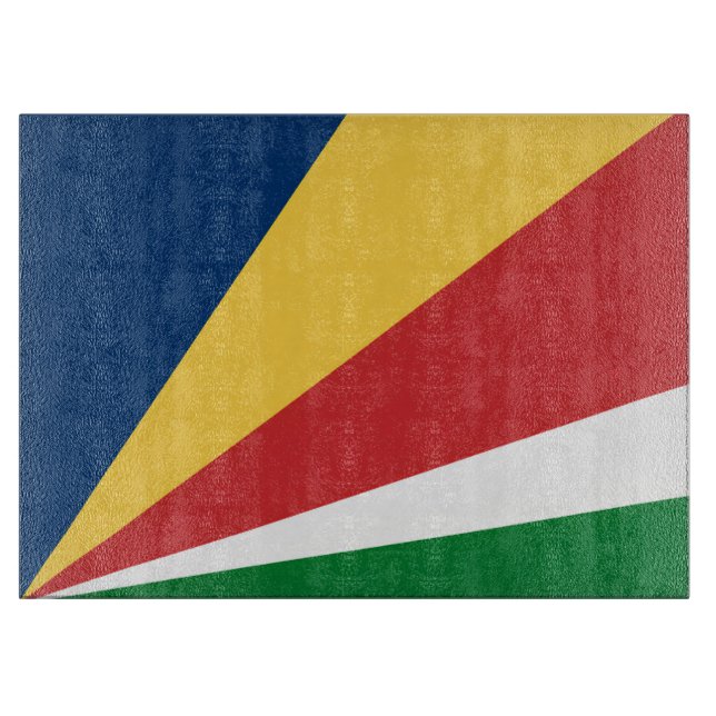 Glass cutting board with Seychelles Colors (Front)