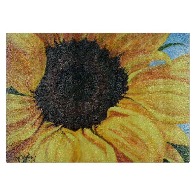 glass cutting board with sunflower (Front)