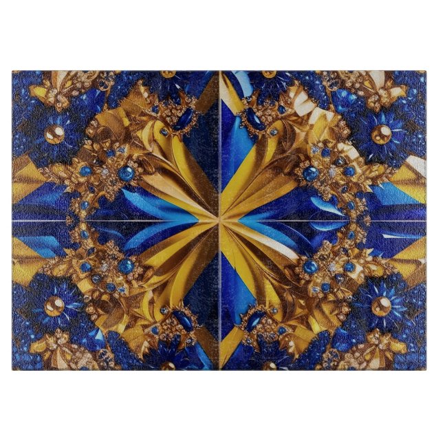 Glass cutting board with Sweden Colors (Front)