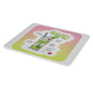 GLASS CUTTING BOARDS - MOJITO RECIPE COCKTAIL ART