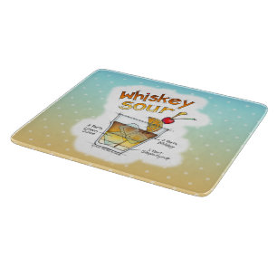 GLASS CUTTING BOARDS - WHISKEY SOUR RECIPE ART