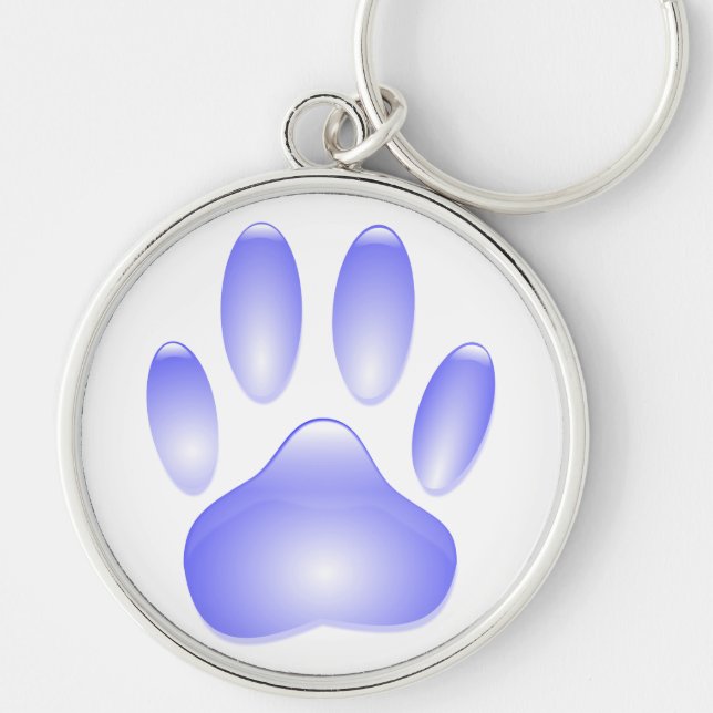 Glass Dog Paw Print Award Keychain (Front)