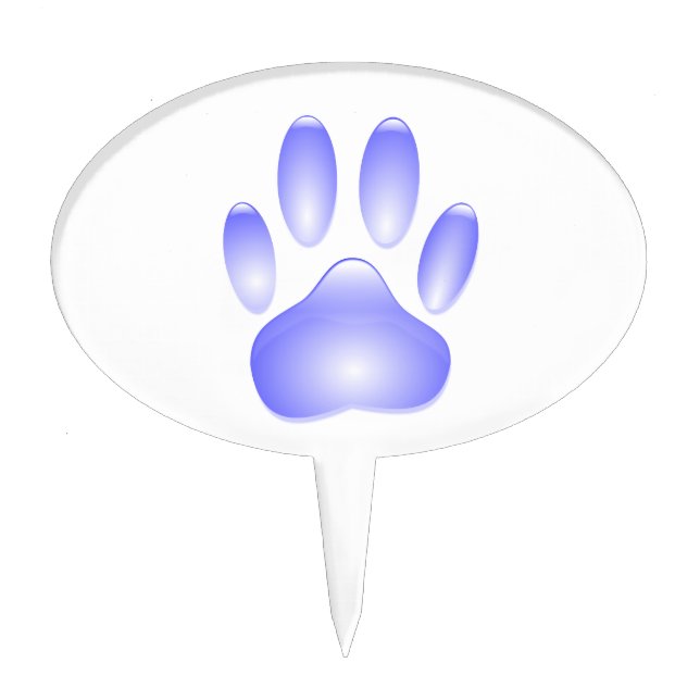 Glass Dog Paw Print Cake Topper (Front)