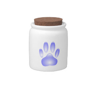 Glass Dog Paw Print Candy Jar