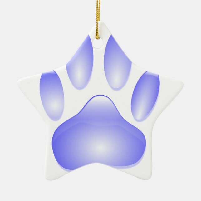 Glass Dog Paw Print Ceramic Ornament (Front)