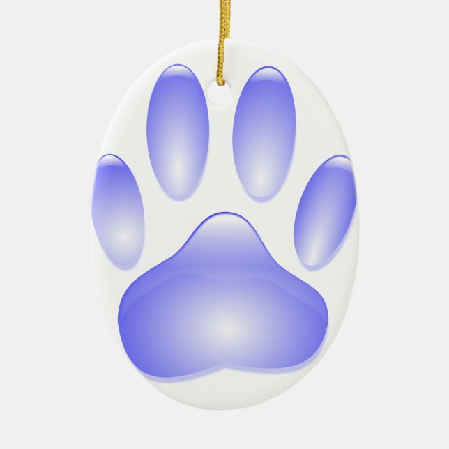 Glass Dog Paw Print Ceramic Ornament (Front)