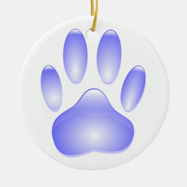 Glass Dog Paw Print Ceramic Ornament (Front)