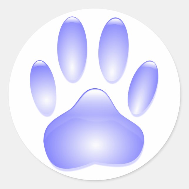 Glass Dog Paw Print Classic Round Sticker (Front)