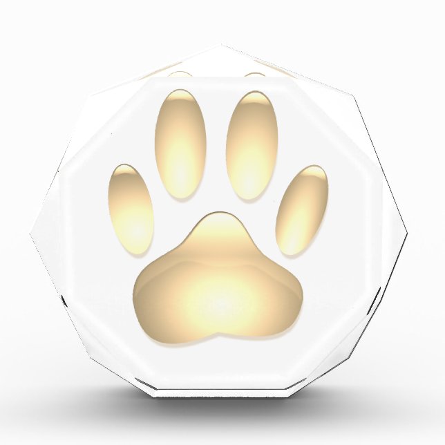 Glass Dog Paw Print Custom Acrylic Award (Front)