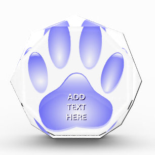 Glass Dog Paw Print Custom Text Acrylic Award