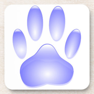 Glass Dog Paw Print Drink Coaster
