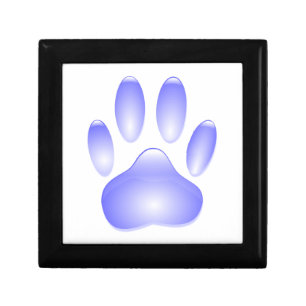 Glass Dog Paw Print Keepsake Box