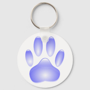 Glass Dog Paw Print Keychain