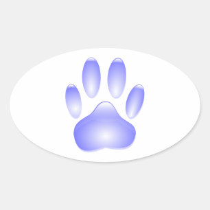 Glass Dog Paw Print Oval Sticker