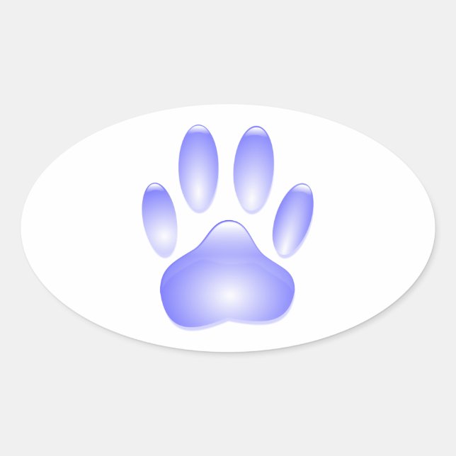 Glass Dog Paw Print Oval Sticker (Front)