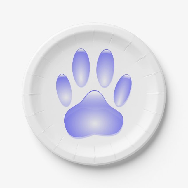 Glass Dog Paw Print Paper Plates (Front)