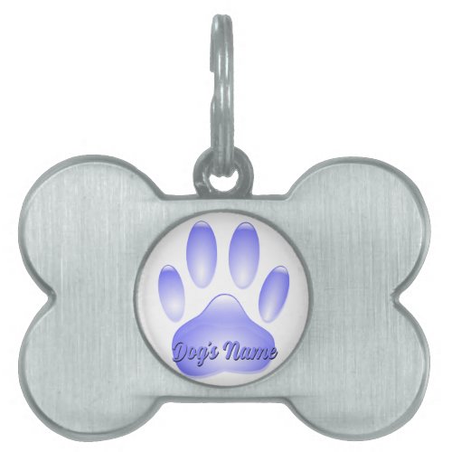 Glass Dog Paw Print Pet ID Tag