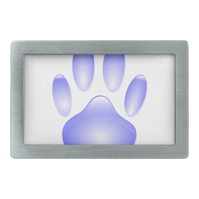 Glass Dog Paw Print Rectangular Belt Buckle (Front)