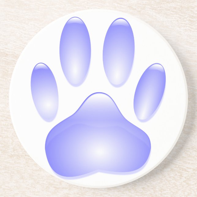Glass Dog Paw Print Sandstone Coaster (Front)