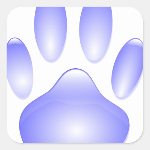 Glass Dog Paw Print Square Sticker