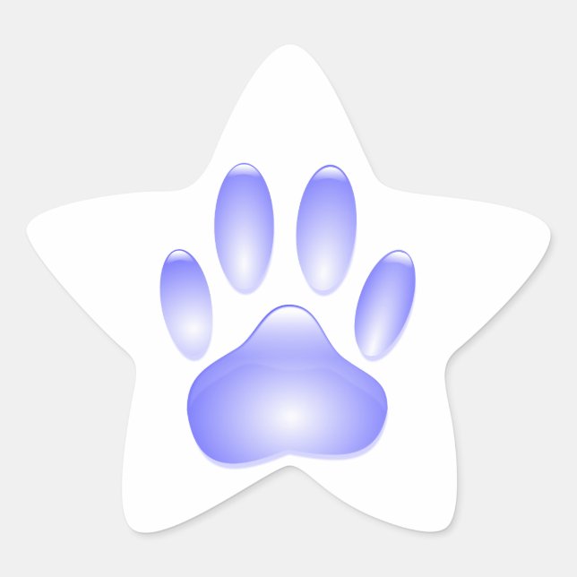 Glass Dog Paw Print Star Sticker (Front)