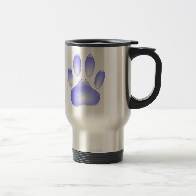 Glass Dog Paw Print Travel Mug (Right)