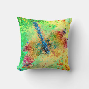 Glass Dragonfly (yellow) Throw Pillow