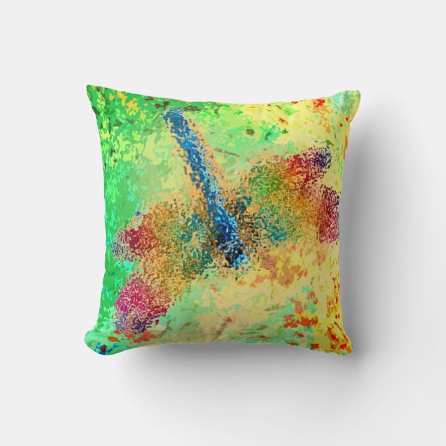 Glass Dragonfly (yellow) Throw Pillow (Front)