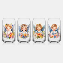 Glass Drinkware Set 4 Pcs Little Angels