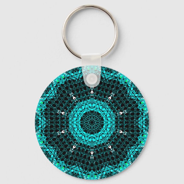 Glass Effect Mosaic Aquamarine Keychain (Front)