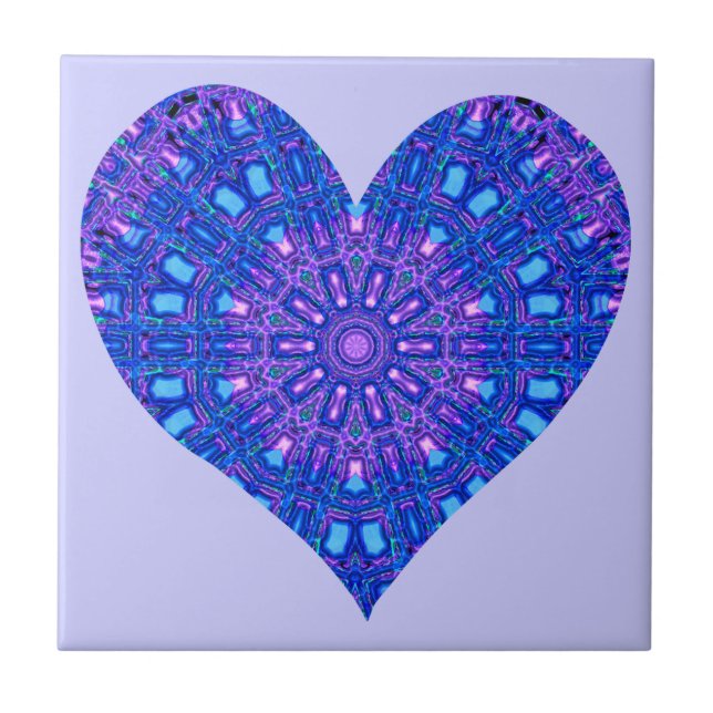 Glass Effect Mosaic Purple/Blue (Heart) Ceramic Tile (Front)