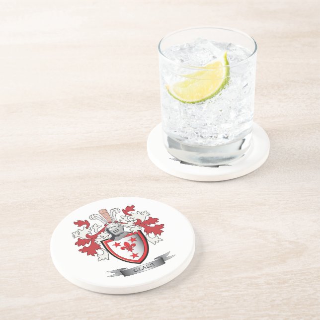 Glass Family Crest Coat of Arms Coaster (Side)