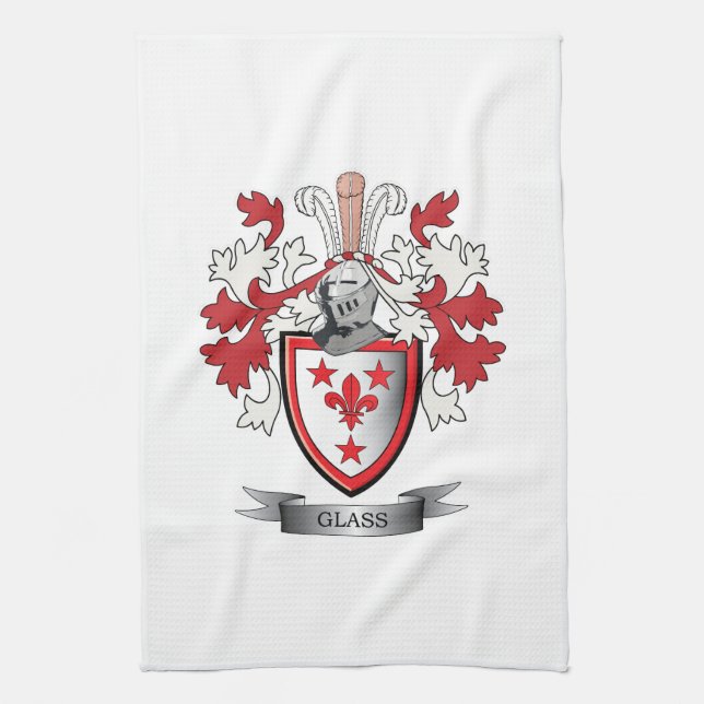 Glass Family Crest Coat of Arms Towel (Vertical)