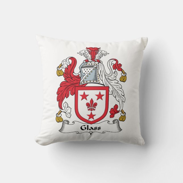 Glass Family Crest Throw Pillow (Front)