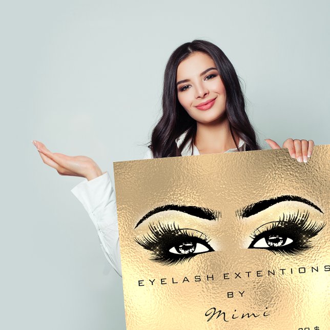 Glass Faux  Gold  Makeup Eyes Lashes Prices Poster (Gift Certificate Glass Gold Lashes Eyes Makeup )