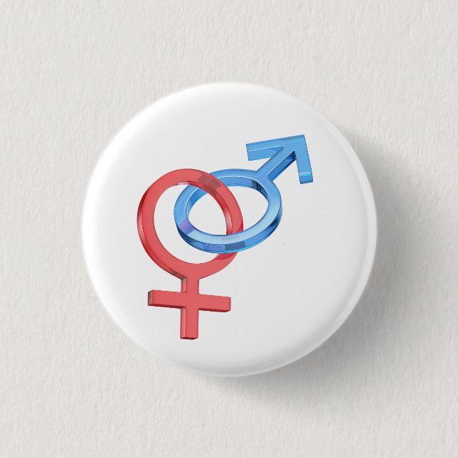 Glass female and male gender signs button (Front)