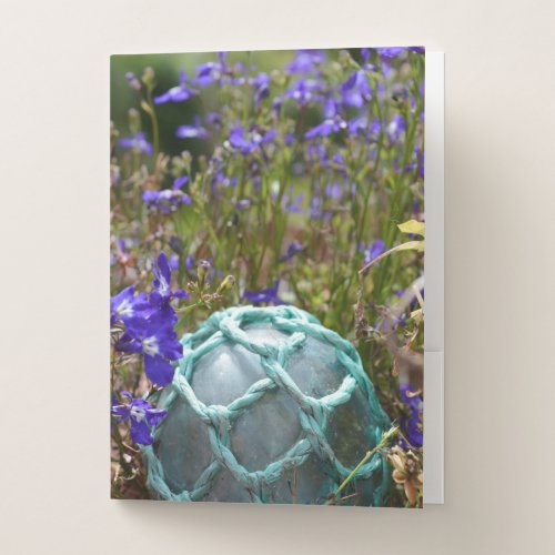 Glass Fishing Float And Flowers Pocket Folder