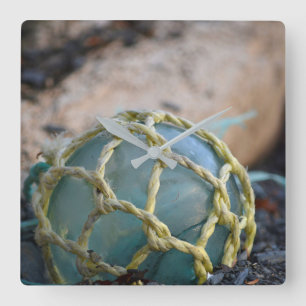 Glass Fishing Float, Vertical Square Wall Clock