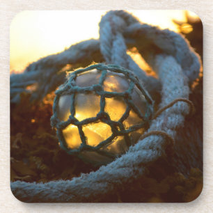 Glass float glows at sunset, Alaska Drink Coaster