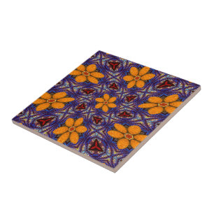 Glass Flower Pattern Ceramic Tile