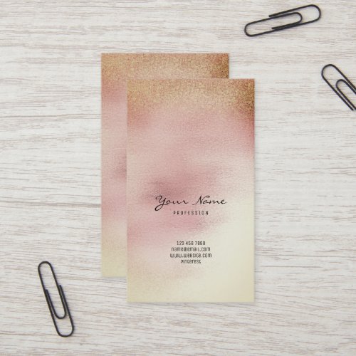 Glass Foxier Gold Blush Pink Rose Ombre Stylist Business Card