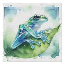 Glass Frog Reflection AREF315 - Watercolor Faux Canvas Print