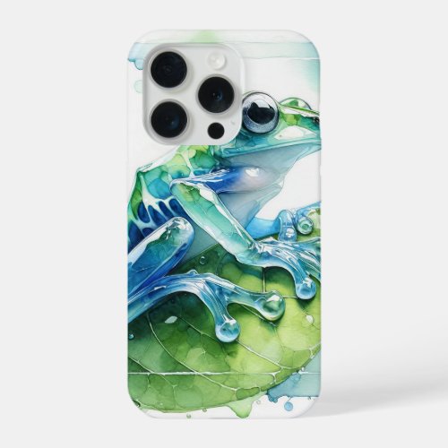 Glass Frog Reflection AREF315 _ Watercolor iPhone 15 Pro Case