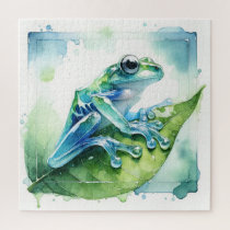 Glass Frog Reflection AREF315 - Watercolor Jigsaw Puzzle