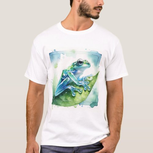Glass Frog Reflection AREF315 _ Watercolor T_Shirt