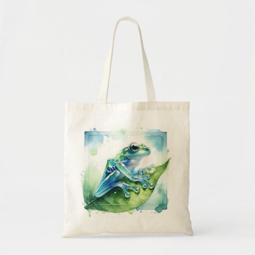 Glass Frog Reflection AREF315 _ Watercolor Tote Bag